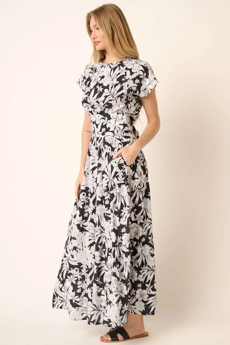Mittoshop Black & White Tropical Print Two Piece Maxi Skirt Set - Be Bliss Boutique