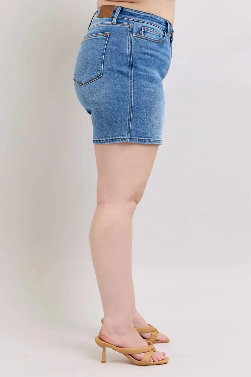 Judy Blue Full Size/Plus Size 2 Button Denim Shorts with Pockets - Be Bliss Boutique