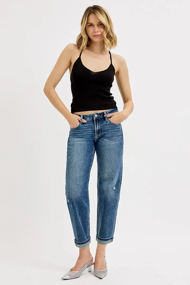 Low-Rise Crop Boyfriend RISEN Jeans – Full & Plus Size - Be Bliss Boutique
