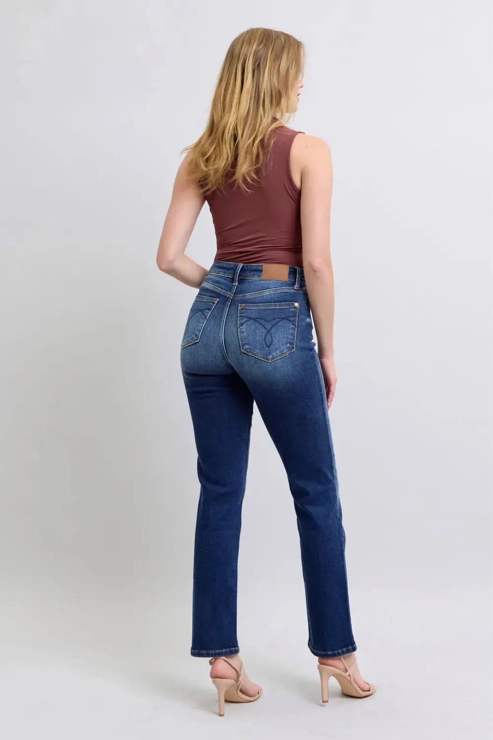 Full Size Washed Straight Leg Judy Blue Jeans with Pockets - Be Bliss Boutique