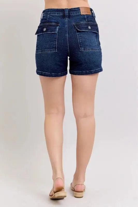 Judy Blue Jeans - Plus Size High Waist Back Flap Pocket Denim Shorts - Be Bliss Boutique