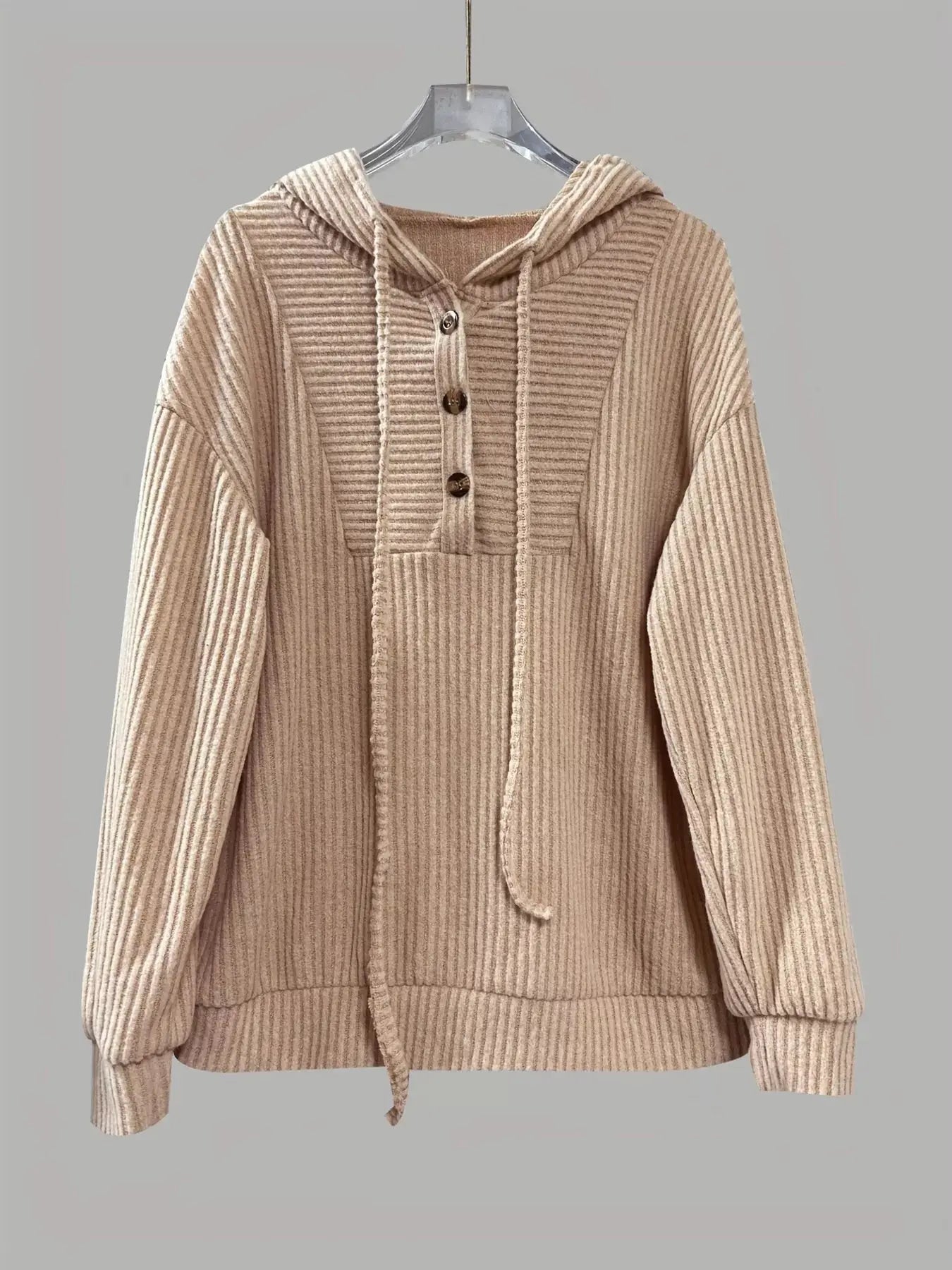 Button Front Drawstring Hoodie - Be Bliss Boutique