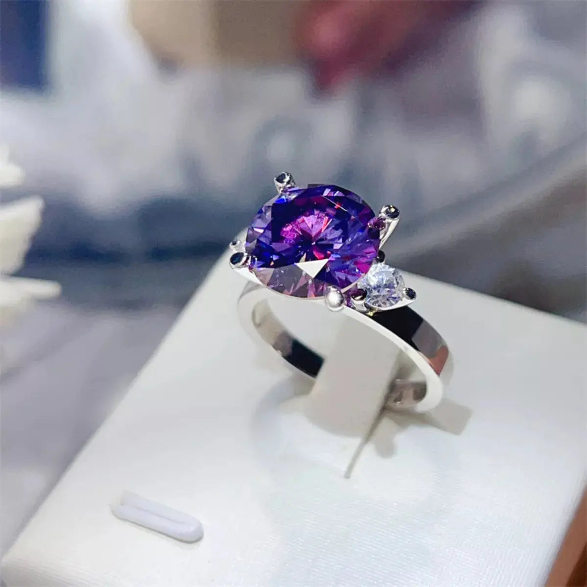 925 Sterling Silver Purple 5 Carat Moissanite Ring - Be Bliss Boutique