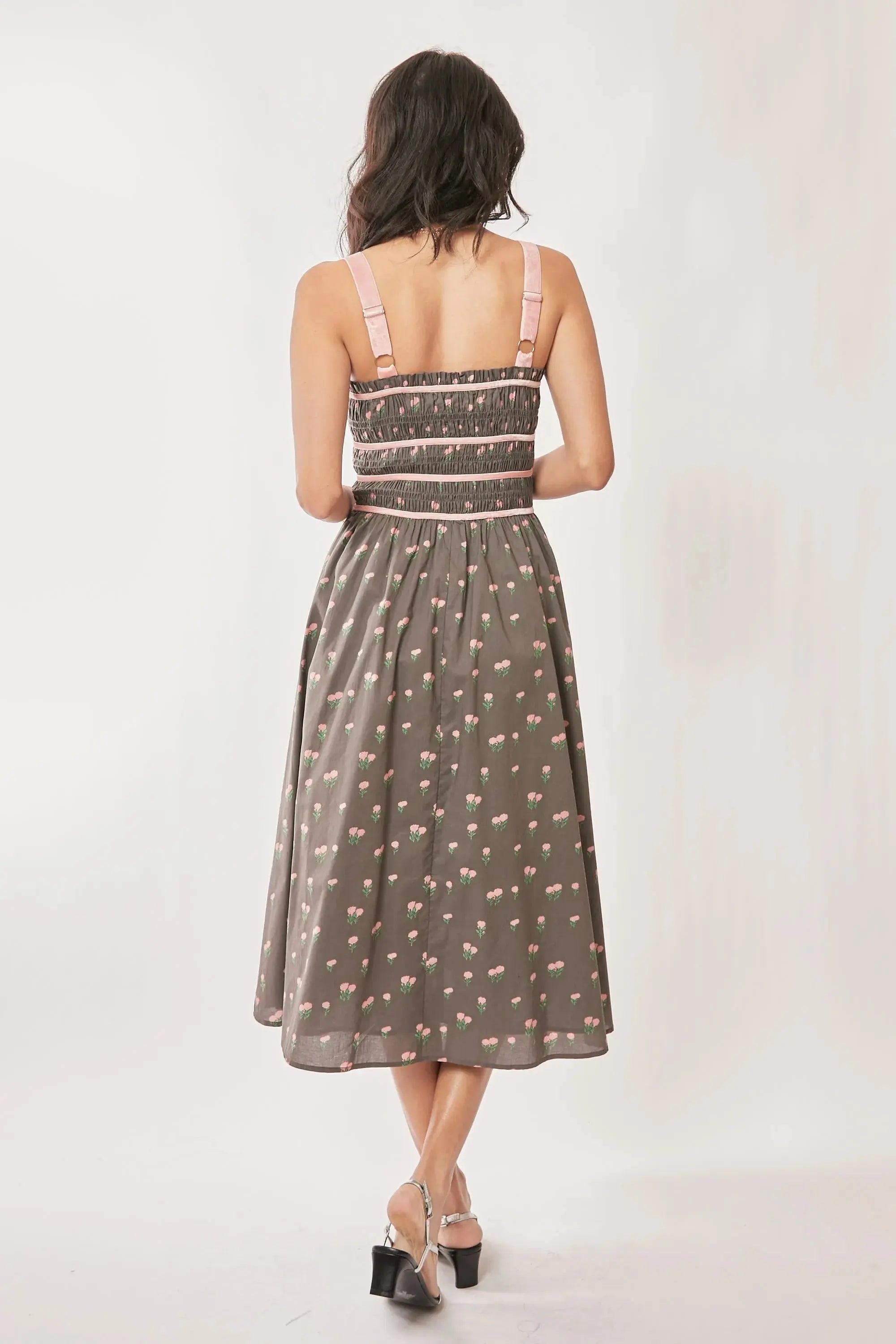 Davi & Dani “Strawberry Fields” Smocked-Bodice Midi Dress - Be Bliss Boutique
