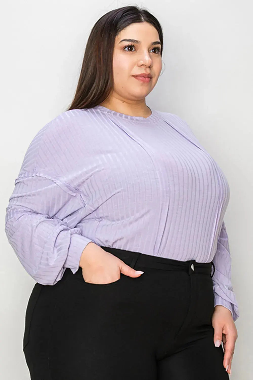 Basic Bae Full Size Round Neck Ribbed Long Sleeve T Shirt - Be Bliss Boutique