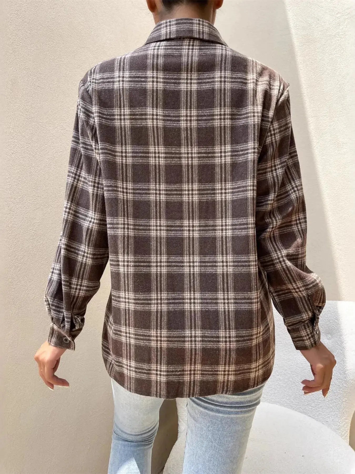 Oversized Women's Plaid Button Up Shirt - Be Bliss Boutique