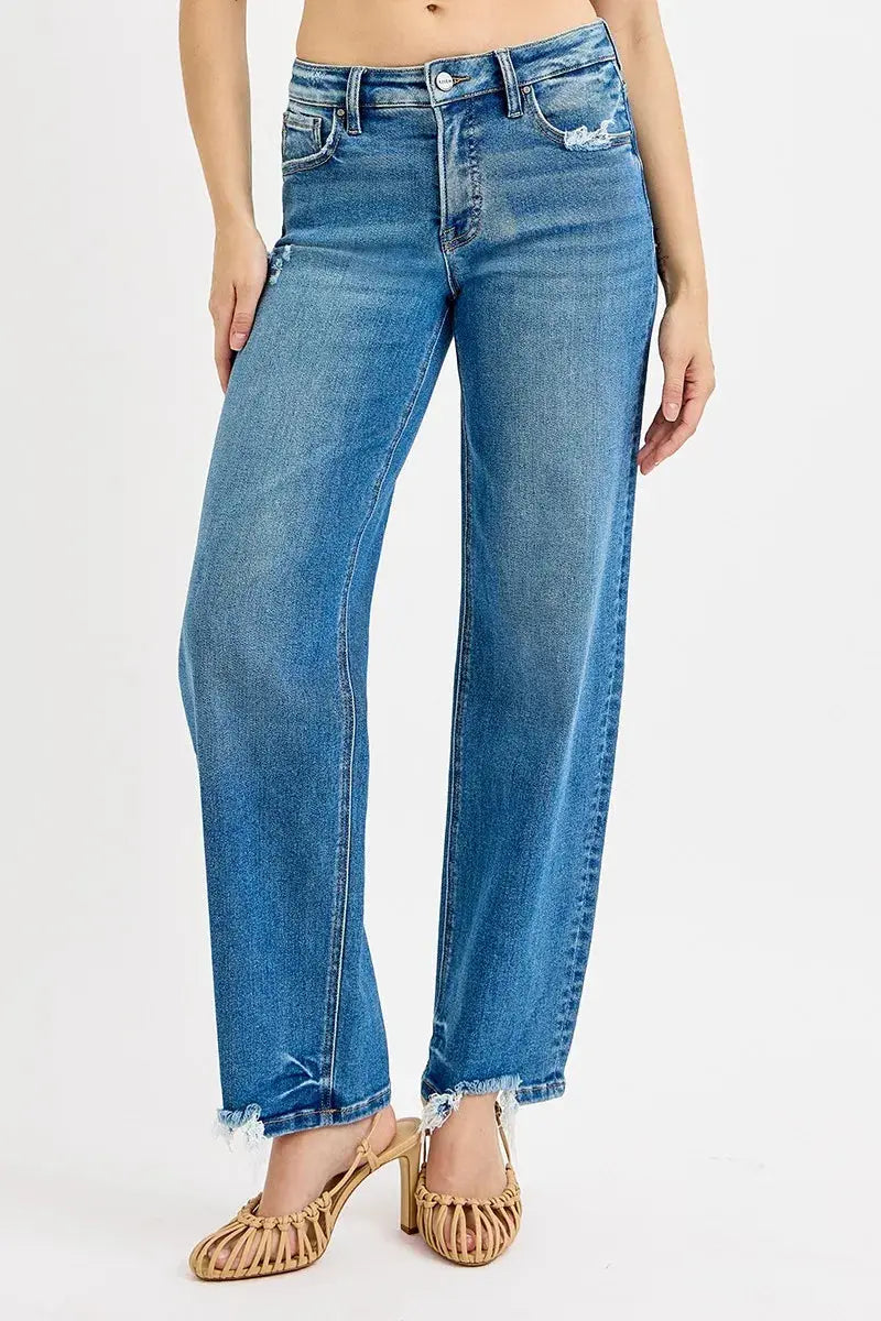 Full Size/Plus Size Mid Rise Baggy RISEN Jeans - Be Bliss Boutique