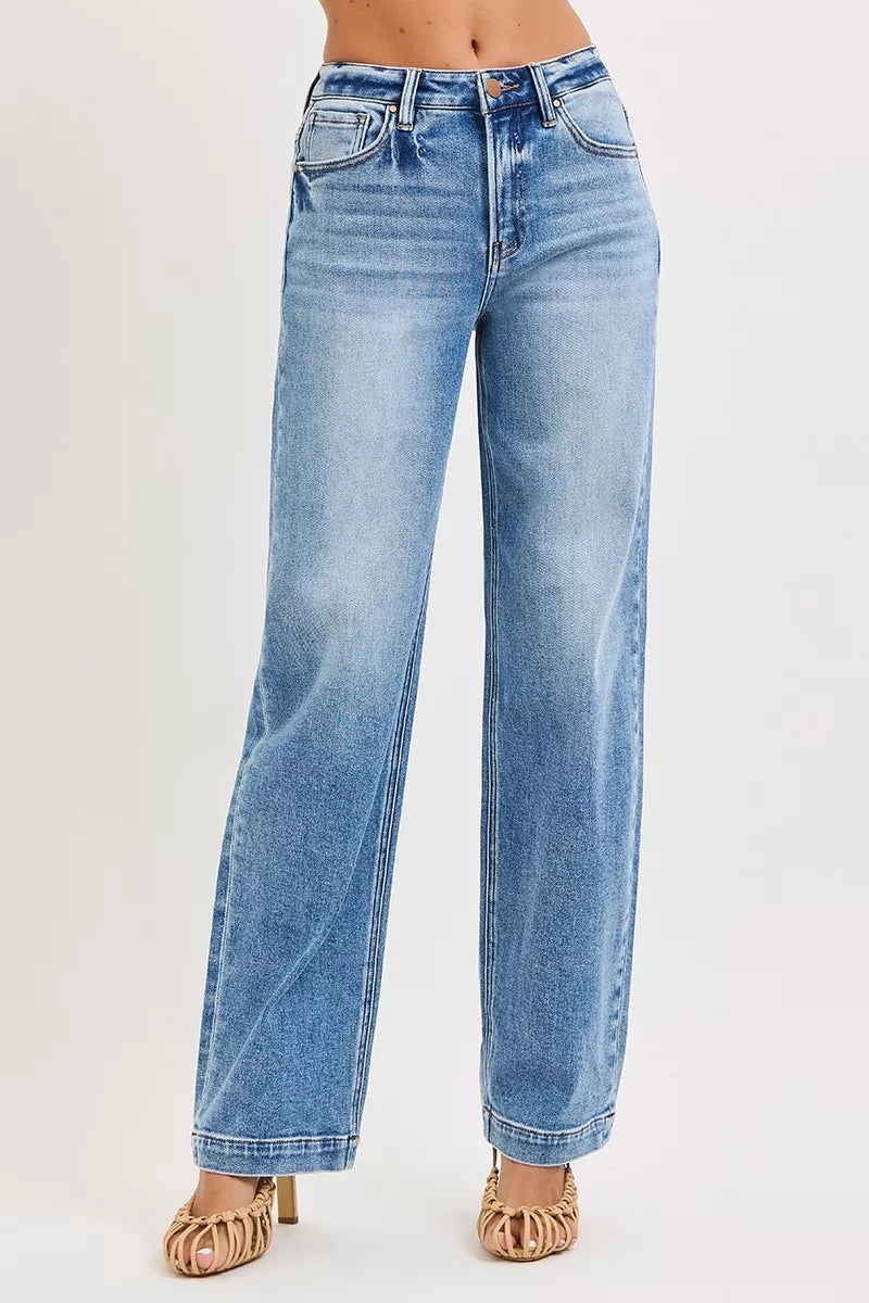 RISEN High Rise Wide Baggy Jeans - Be Bliss Boutique