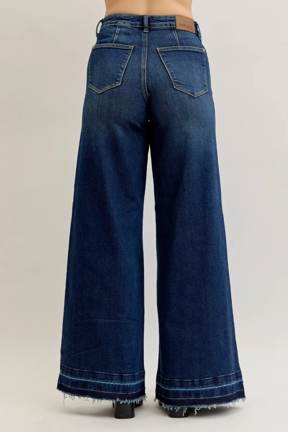 Judy Blue Jeans - High Waist Palazzo Jeans with Front Patch Pockets - Be Bliss Boutique