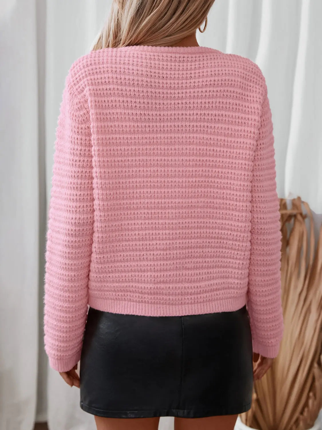 Textured Knit Button Up Long Sleeve Cardigan - Be Bliss Boutique