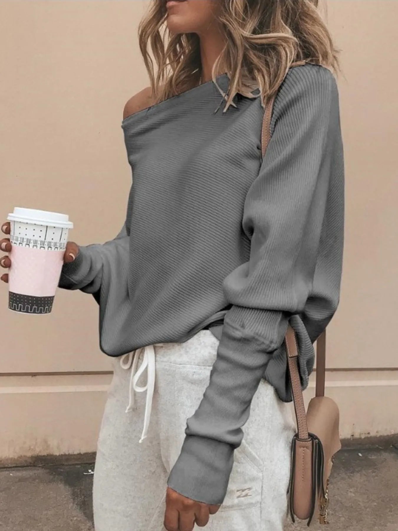 Single Shoulder Ribbed Knit Top - Be Bliss Boutique