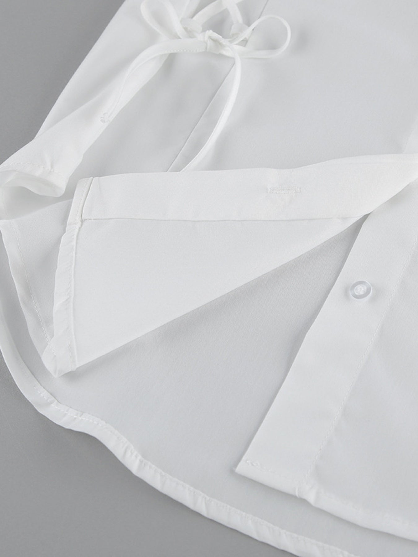 White Button Up Side Lace Up Shirt - Be Bliss Boutique