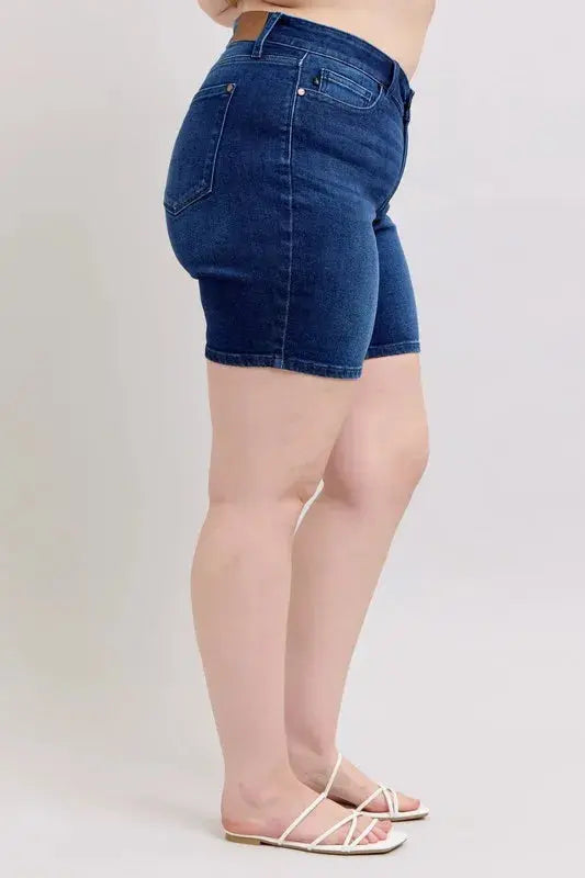 Judy Blue Full Size/Plus Size High Waist V-Front Bermuda Shorts - Be Bliss Boutique
