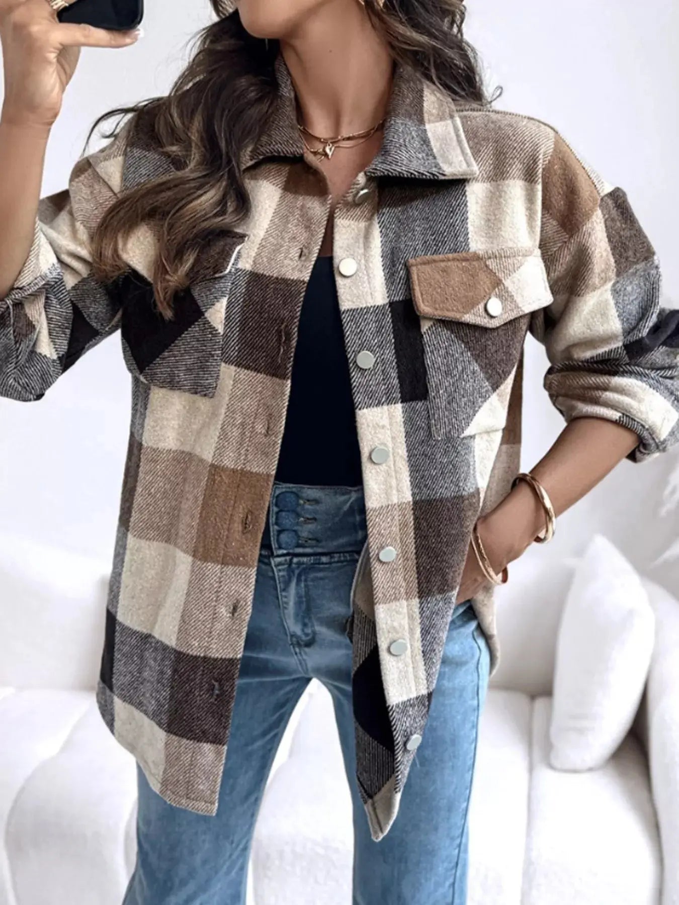 Plaid Button Up Long Sleeve Shirt - Be Bliss Boutique