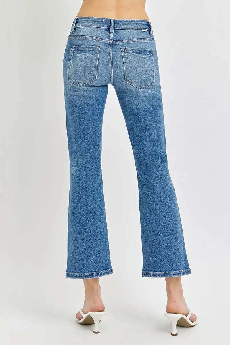 Full/Plus Size Low Rise Crop Flare RISEN Jeans - Be Bliss Boutique