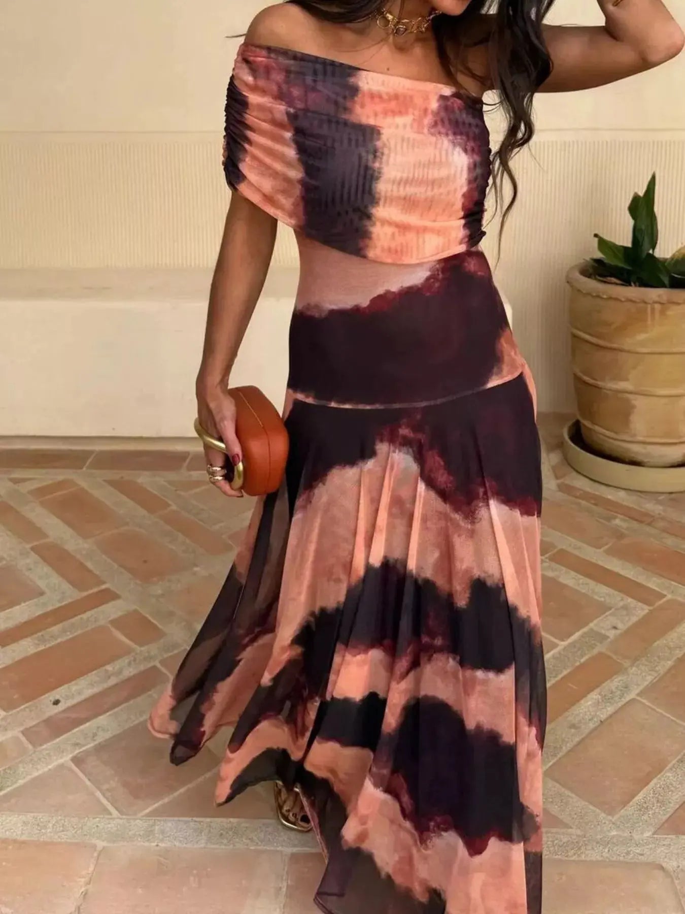 Printed Short Sleeve Maxi Dress - Be Bliss Boutique