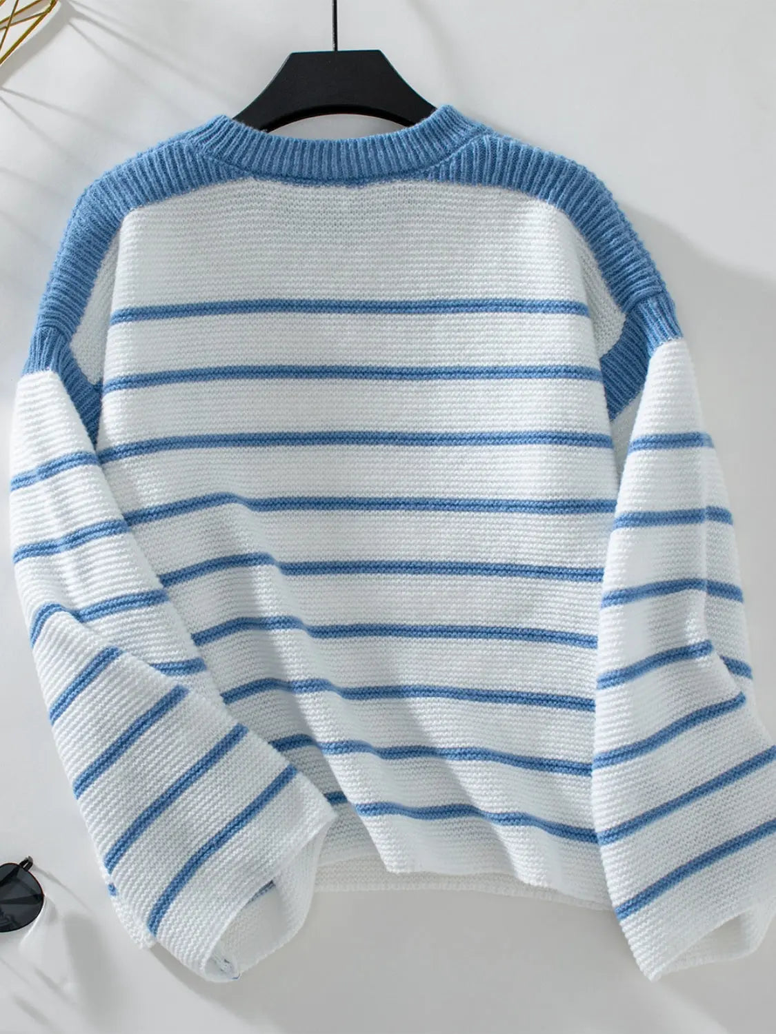 Striped Round Neck Long Sleeve Sweater - Be Bliss Boutique