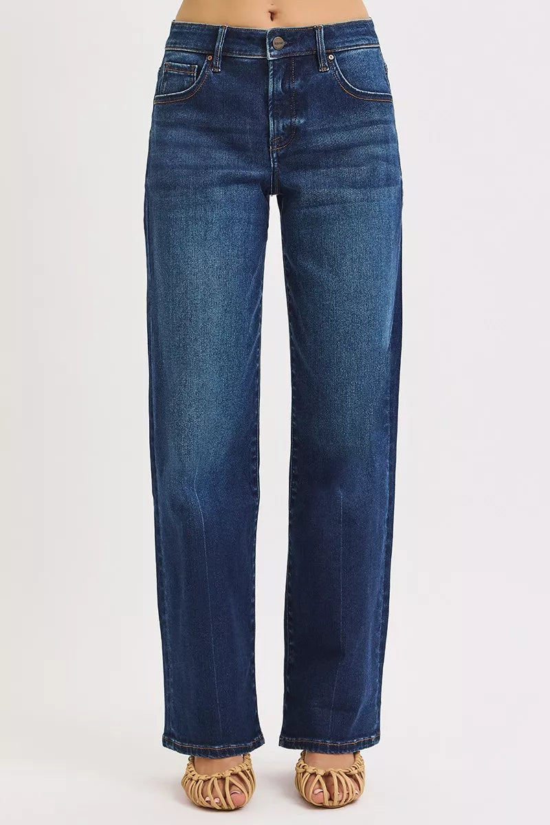 RISEN Mid Rise Wide Baggy Jeans - Be Bliss Boutique
