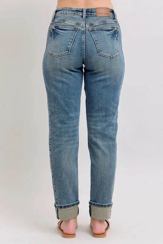 Full Size/Plus Size Mid Rise Vintage Wash Boyfriend Judy Blue Jeans - Be Bliss Boutique