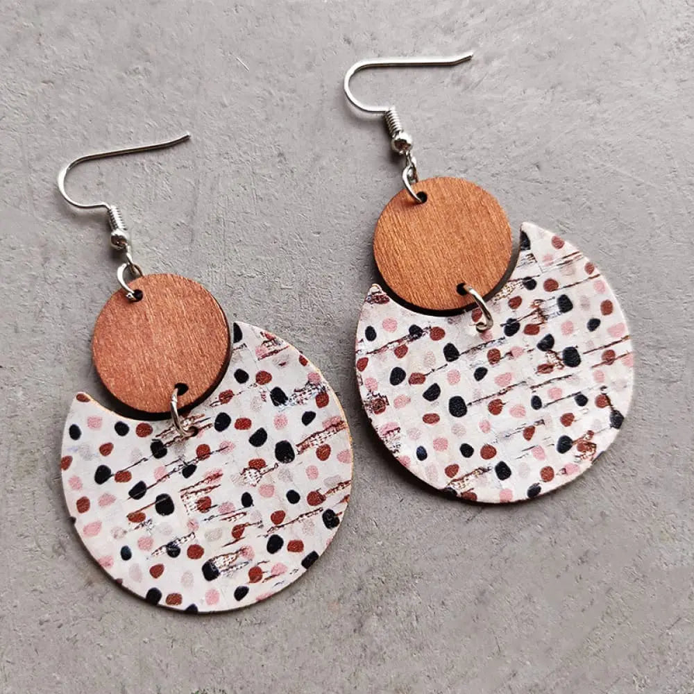 Polka Dot Wooden Ms. Pac-Man Boho Dangle Earrings - Be Bliss Boutique