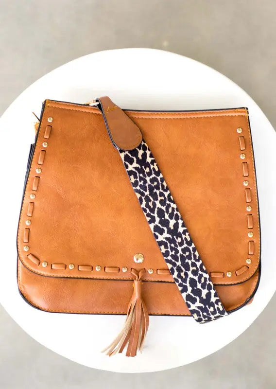 Leopard Strap Fold-over Crossbody Bag - Be Bliss Boutique