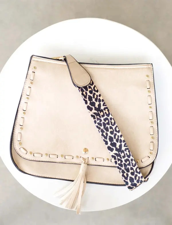 Leopard Strap Fold-over Crossbody Bag - Be Bliss Boutique