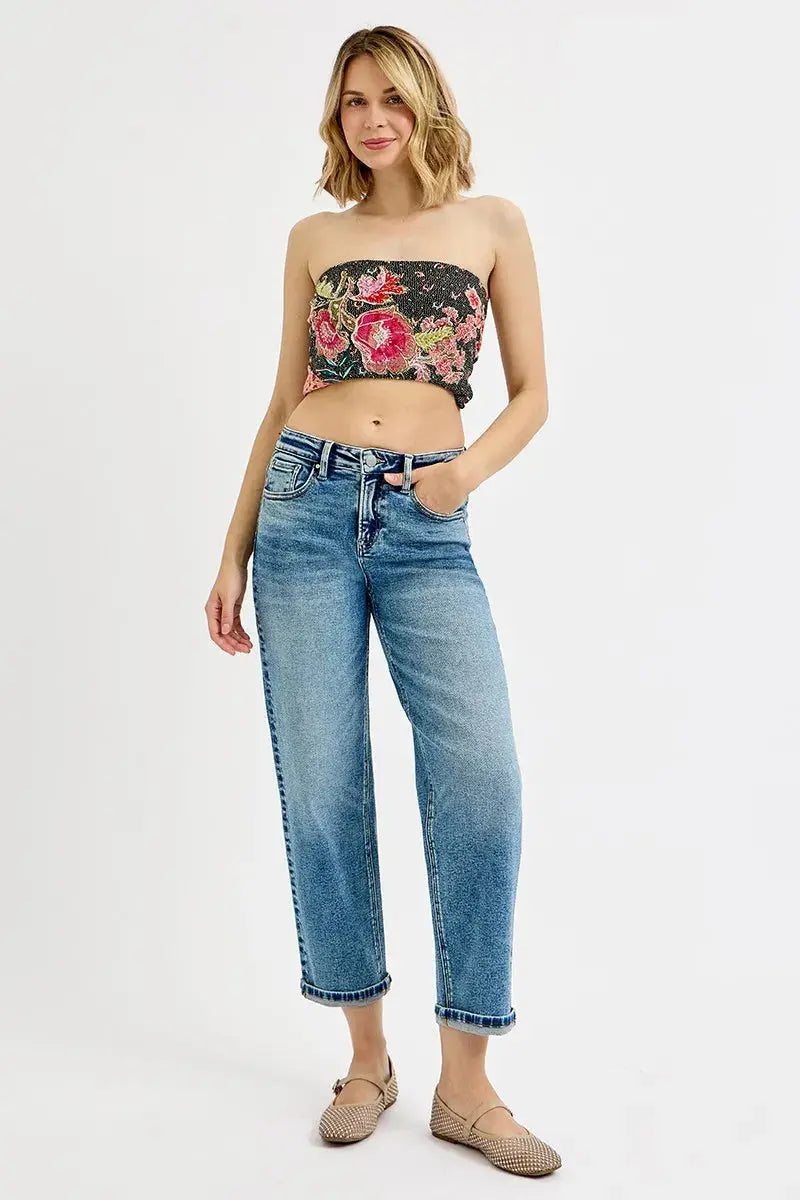 RISEN Jeans - Plus Size High Rise Crop Boyfriend Jeans - Be Bliss Boutique