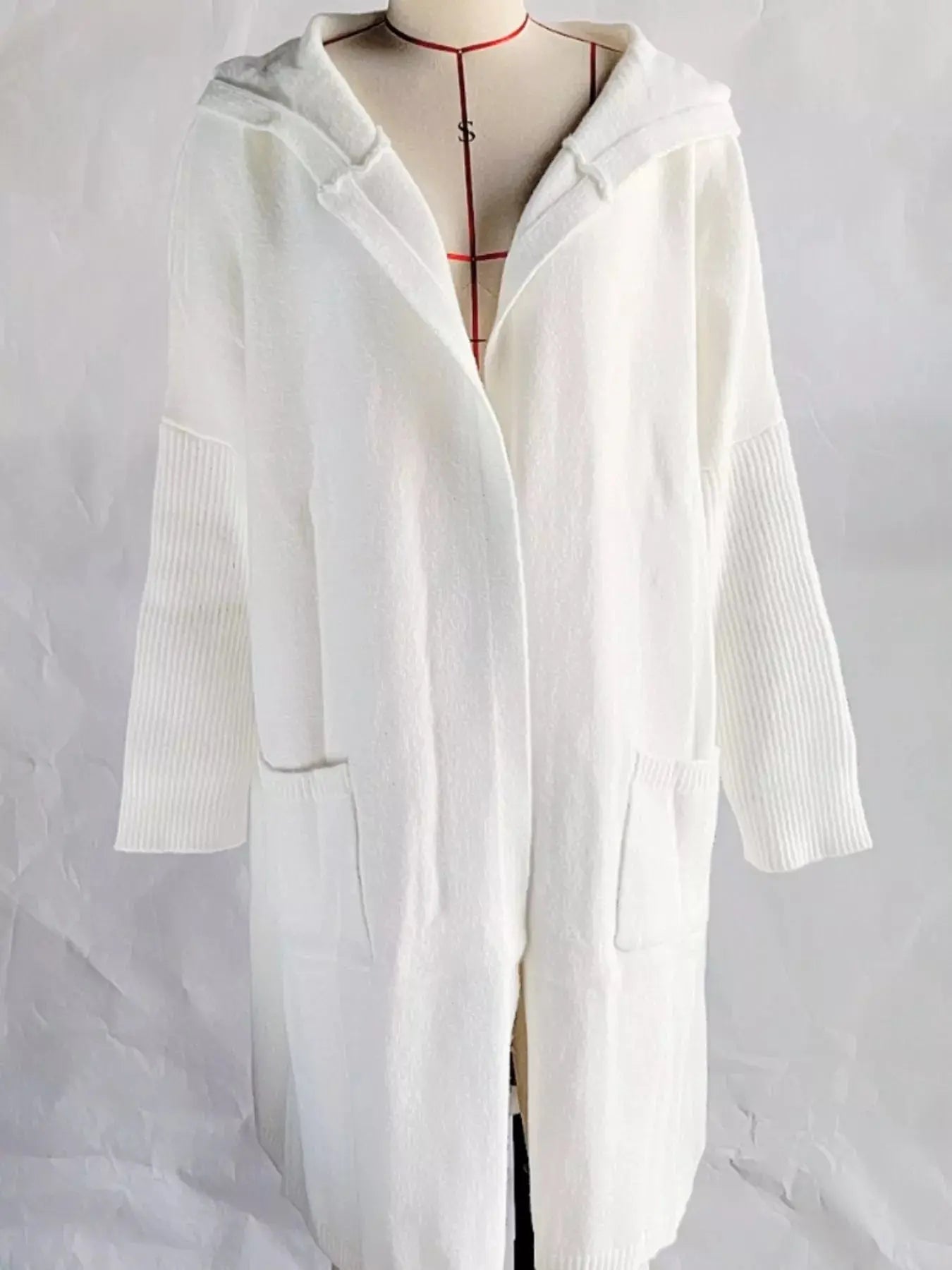 Full Size Hooded Knit Open Front Cardigan - Be Bliss Boutique