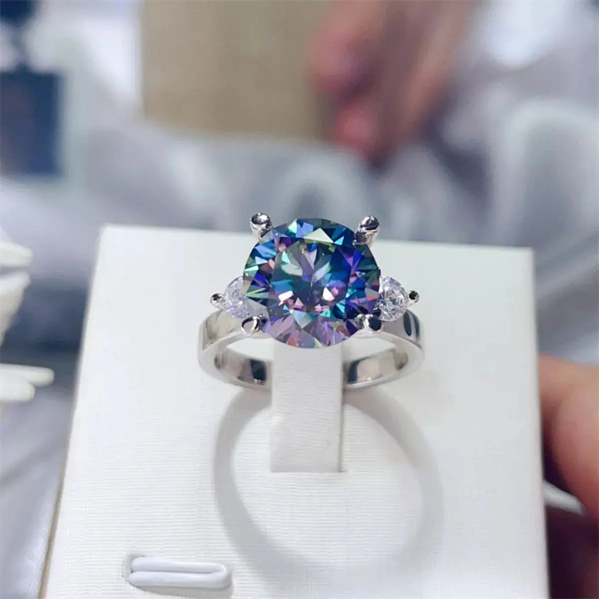 925 Sterling Silver Sapphire Blue 5 Carat Moissanite Ring - Be Bliss Boutique