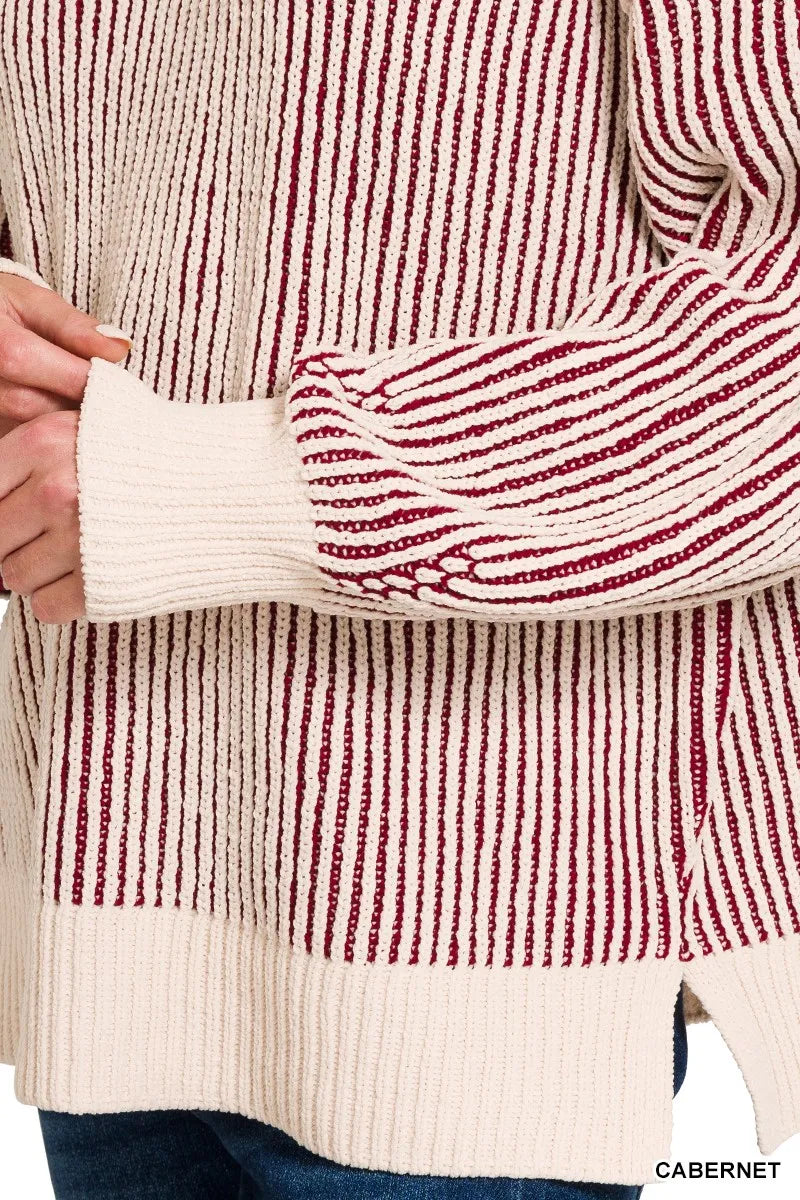 Zenana Two Tone Crewneck Sweater - Be Bliss Boutique