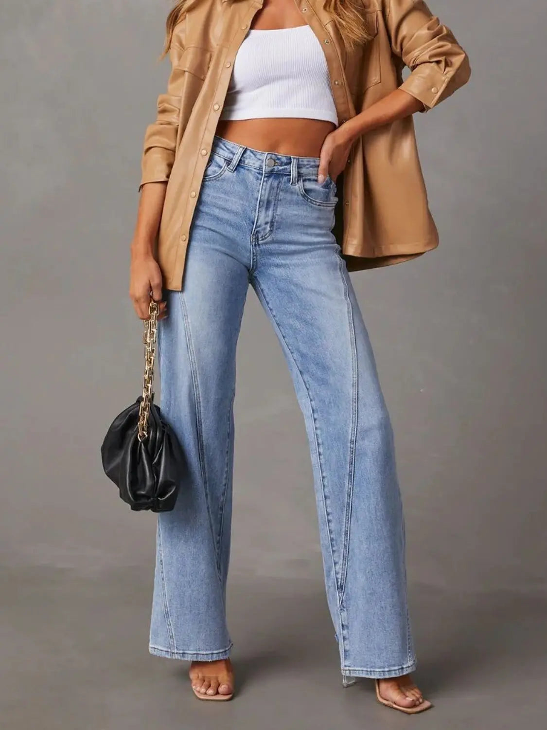 High Waist Straight Jeans with Pockets - Be Bliss Boutique