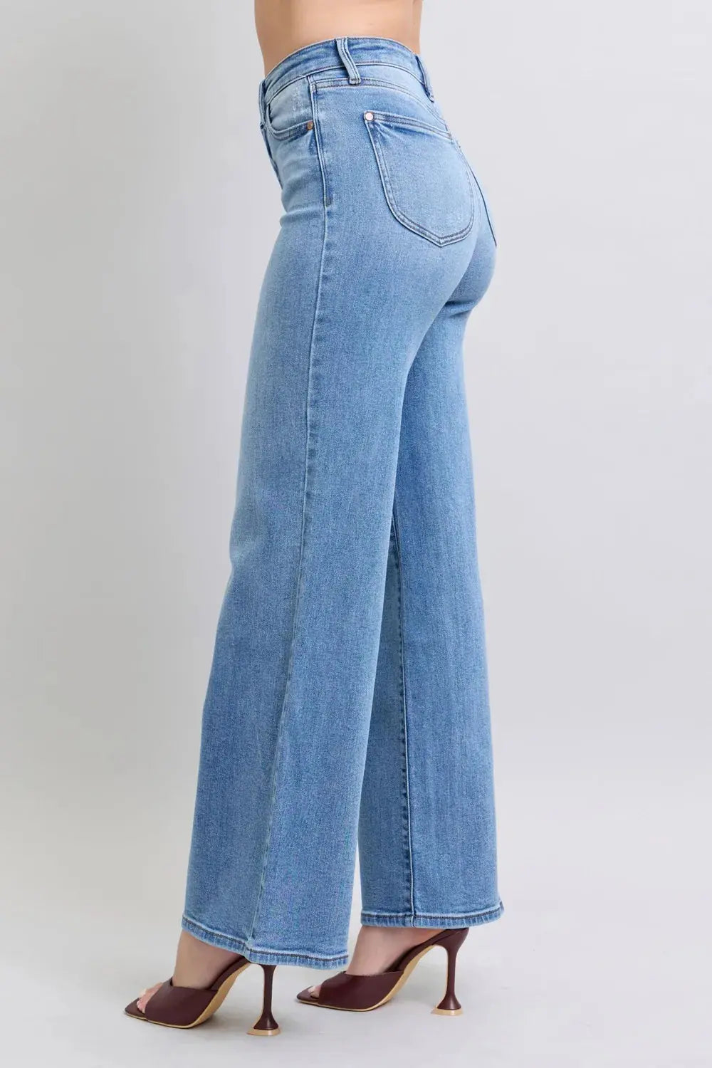 Full Size High Waist Wide Leg Judy Blue Jeans with Functional Pockets - Be Bliss Boutique