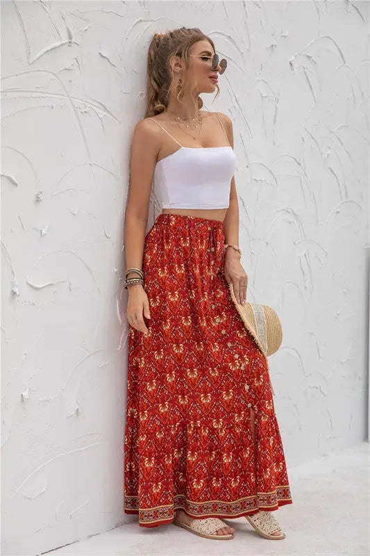 Women's Print Maxi Skirt - Be Bliss Boutique