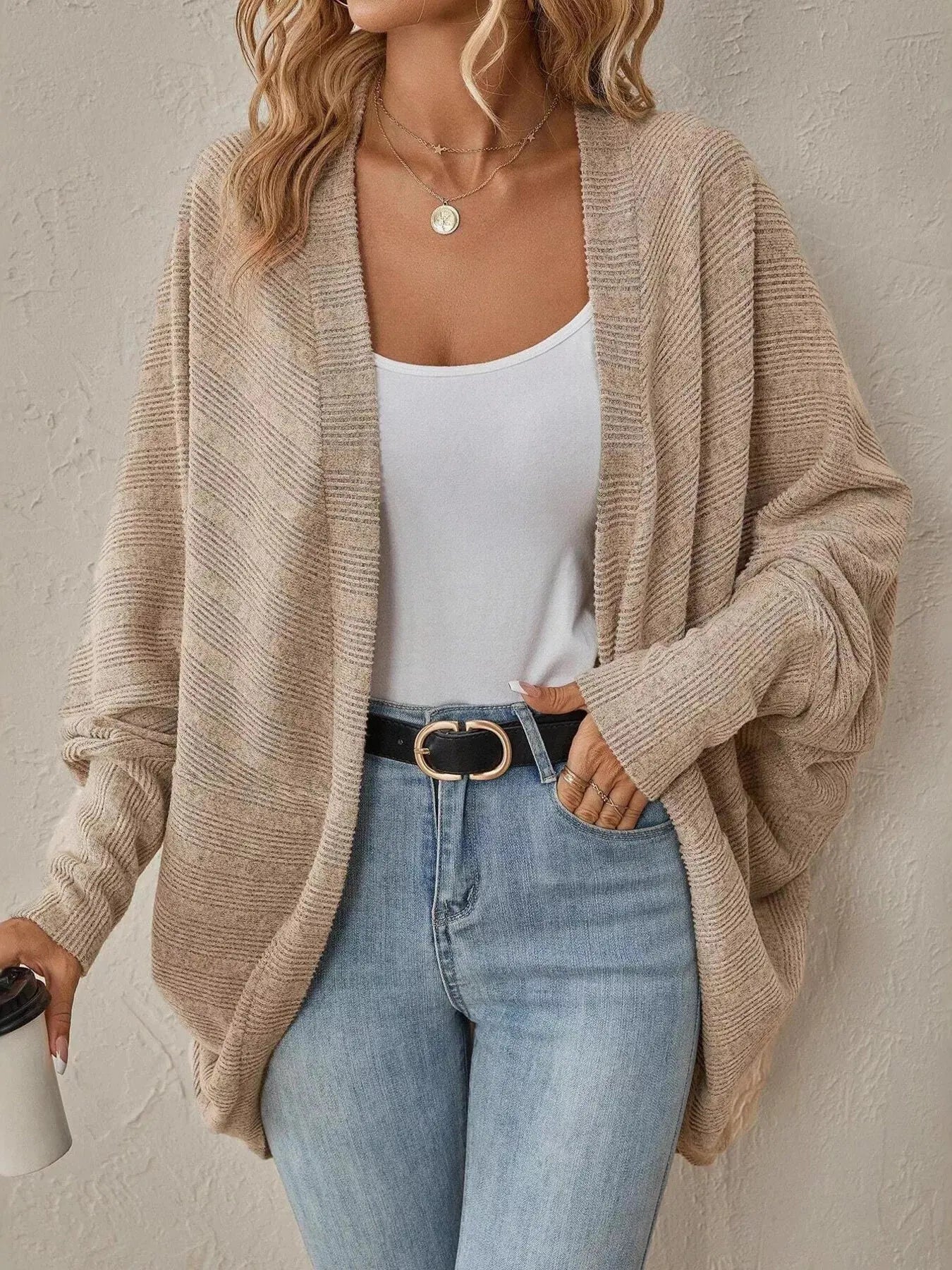 Cozy Oversized Open Front Knit Cardigan - Be Bliss Boutique