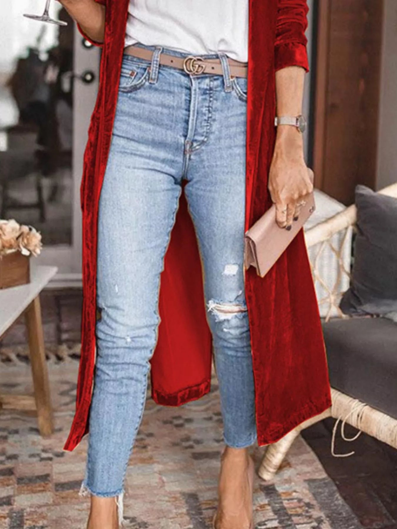 Open Front Long Sleeve Longline Cardigan -  Be Bliss Boutique