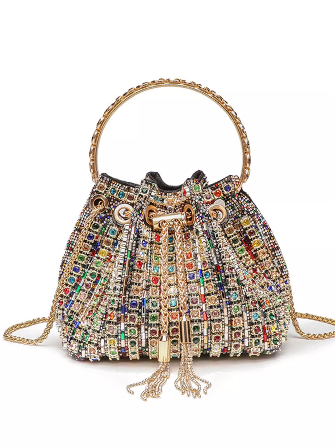 Bucket Style Rhinestone Crossbody Bag - Be Bliss Boutique