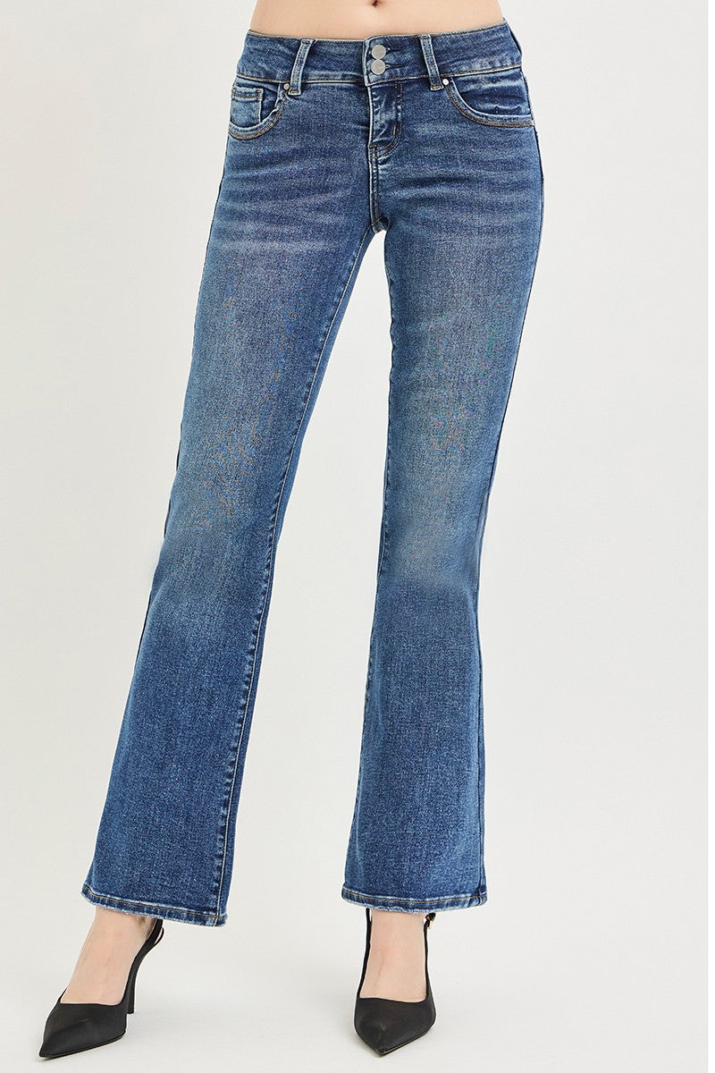 RISEN Tummy Control Low Rise Bootcut Jeans - Be Bliss Boutique