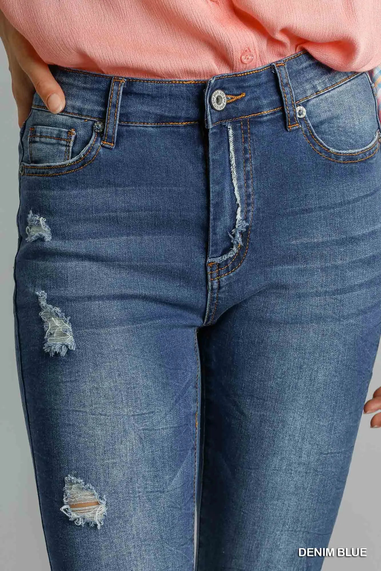 Umgee High-Waist Distressed Skinny Jeans - Be Bliss Boutique