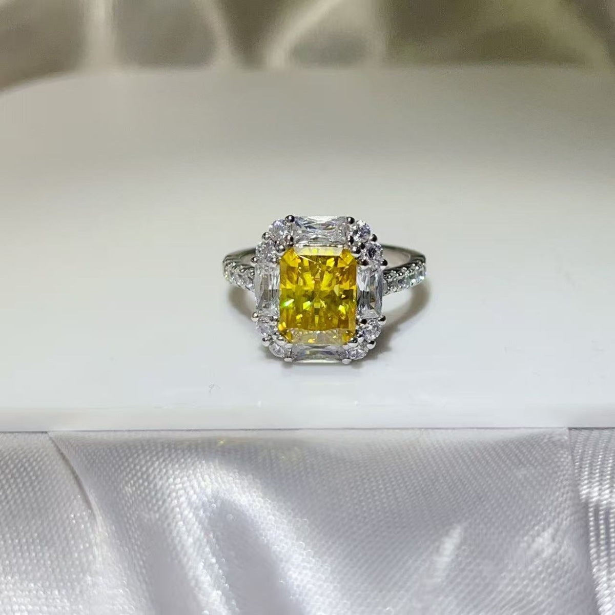 Yellow Halo 3 Carat Moissanite Ring in 925 Sterling Silver - Be Bliss Boutique