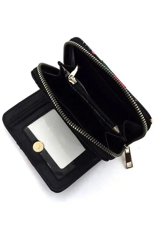 Multi Graffiti Print Queen Bee Stripe Wallet - Be Bliss Boutique