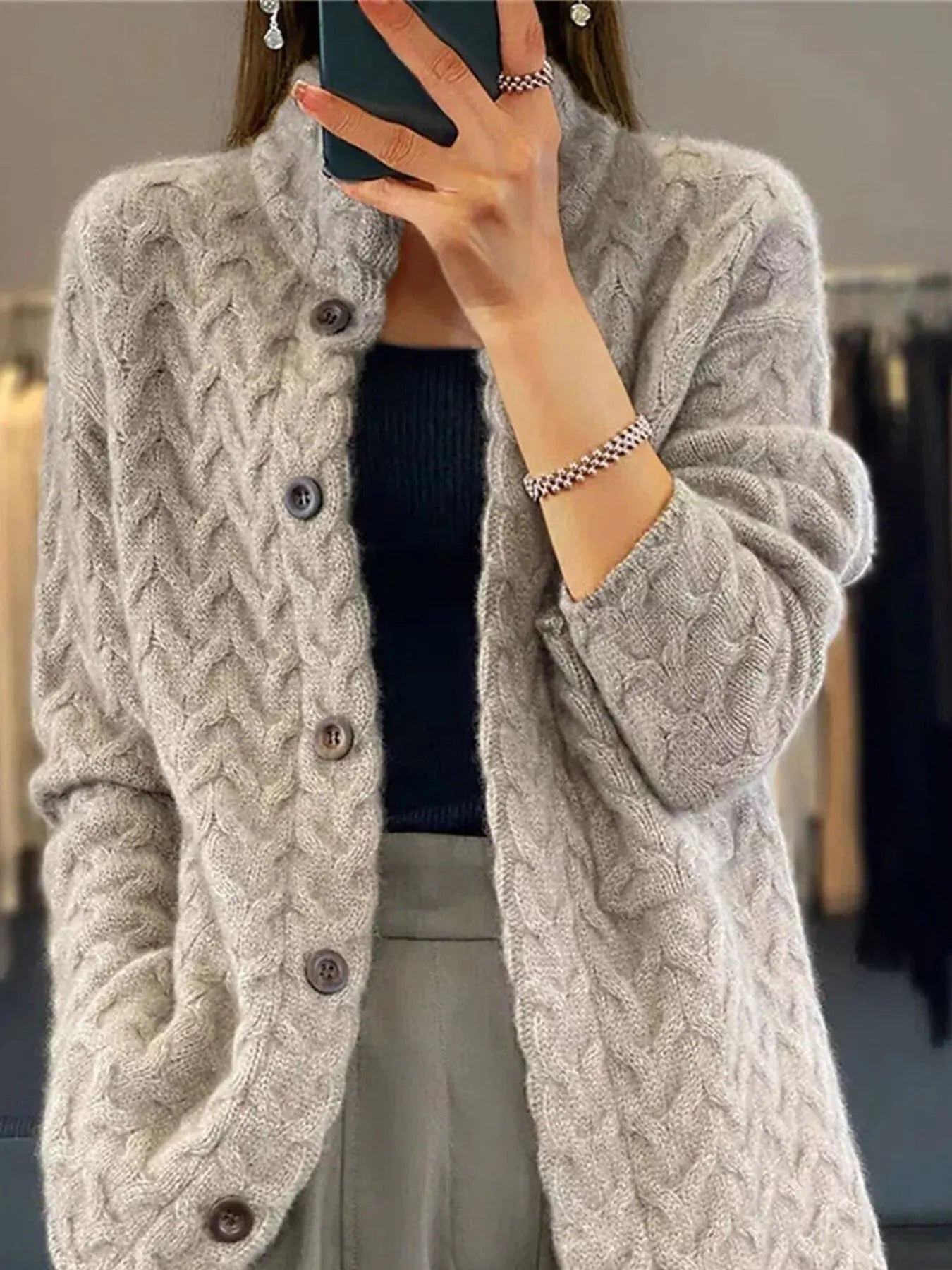 Textured Knit Button Down Cardigan - Be Bliss Boutique