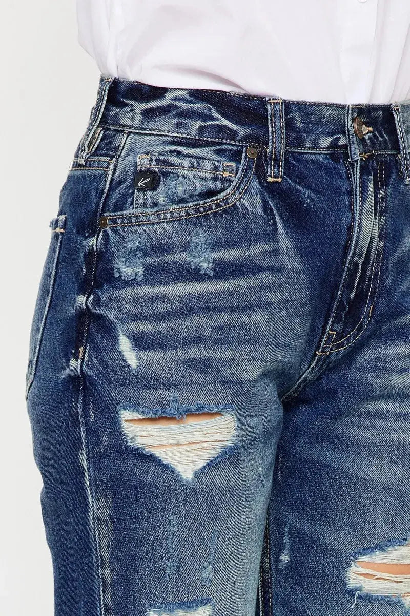 High Rise Distressed Kancan Mom Jeans - Be Bliss Boutique