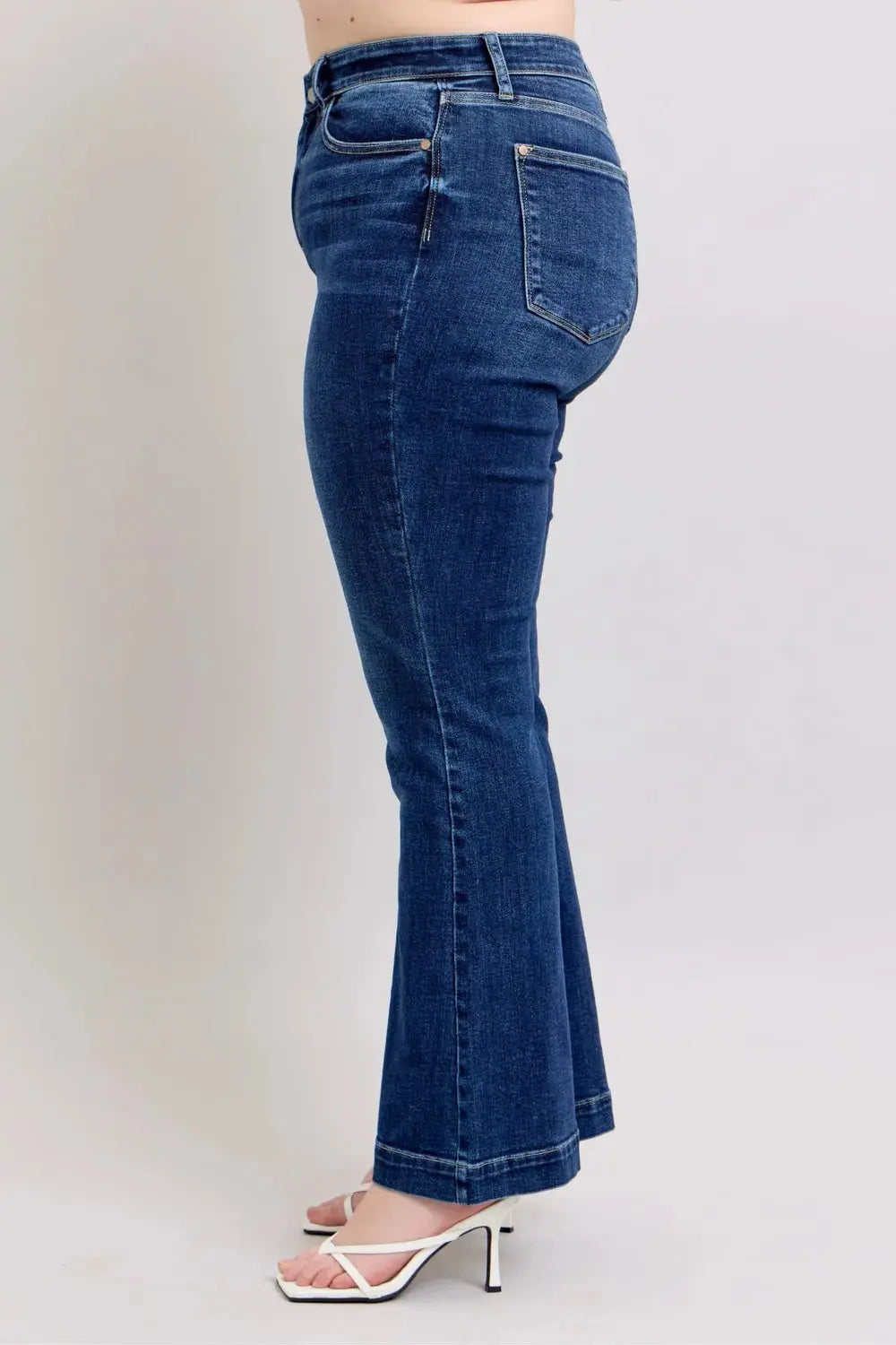 Full Size High Rise Flare Judy Blue Jeans with Pockets - Be Bliss Boutique