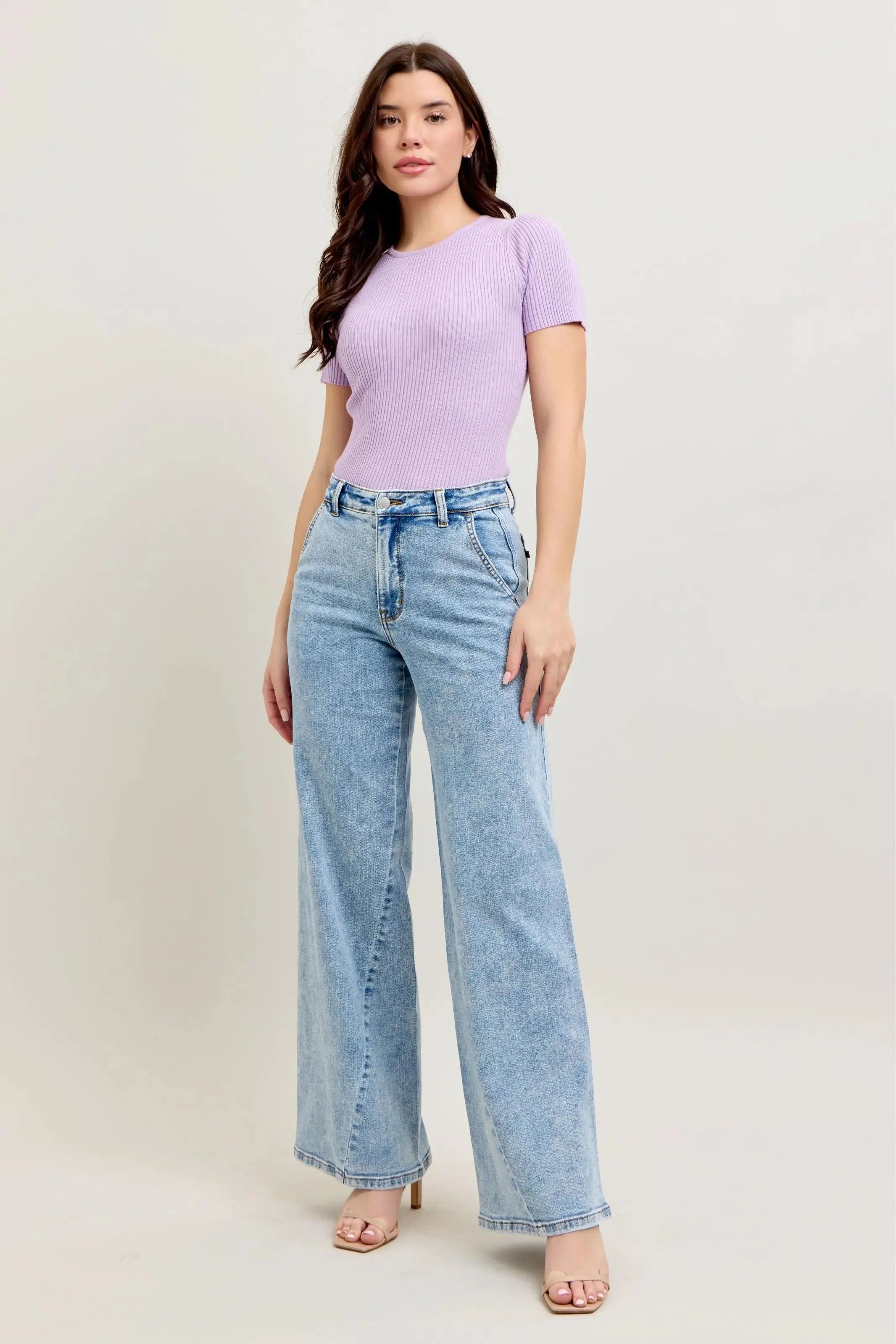 High Waist Skewed Inseam Wide Leg Judy Blue Jeans – Full & Plus Size - Be Bliss Boutique