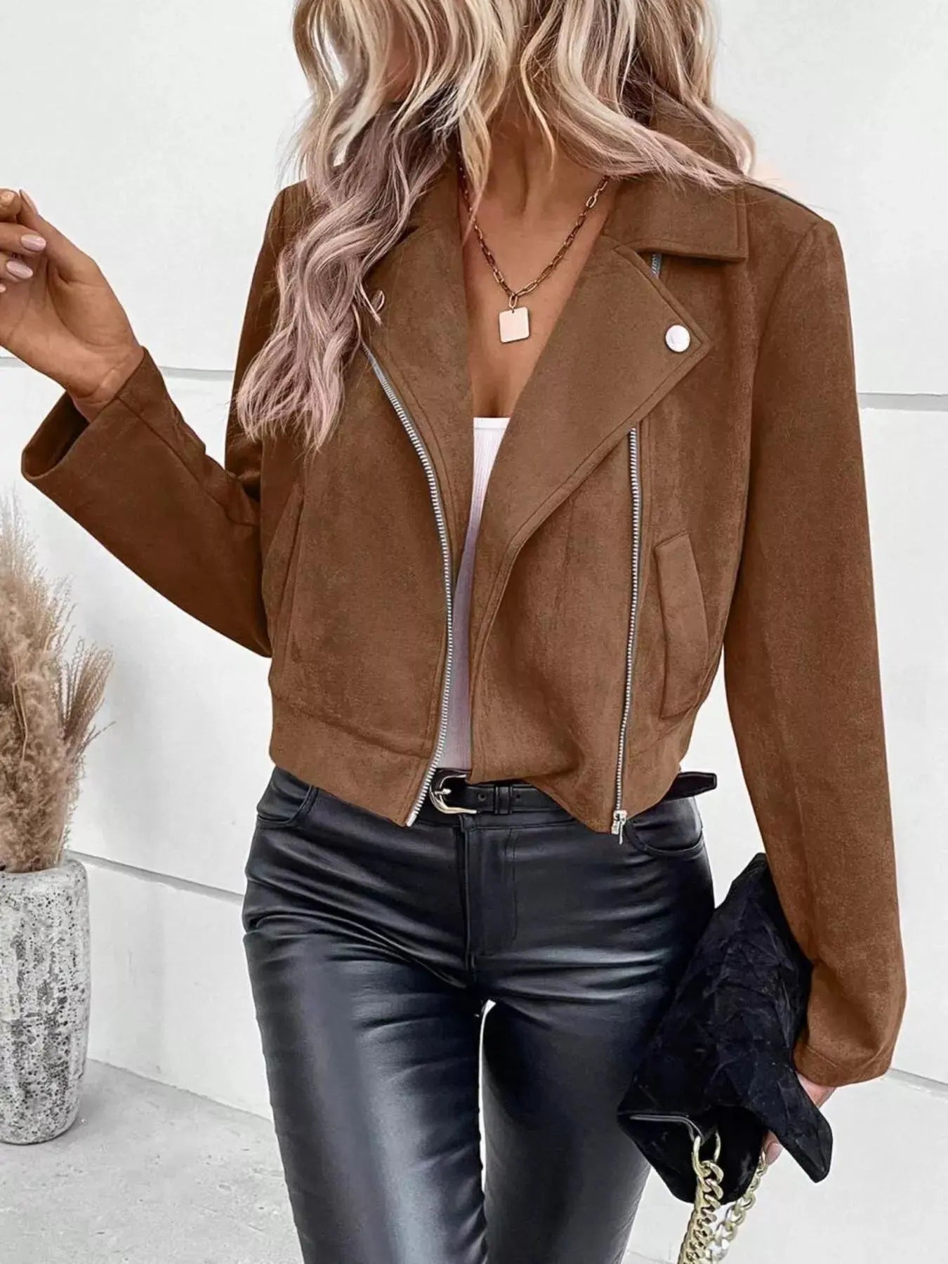 Zip Up Cropped Jacket - Be Bliss Boutique