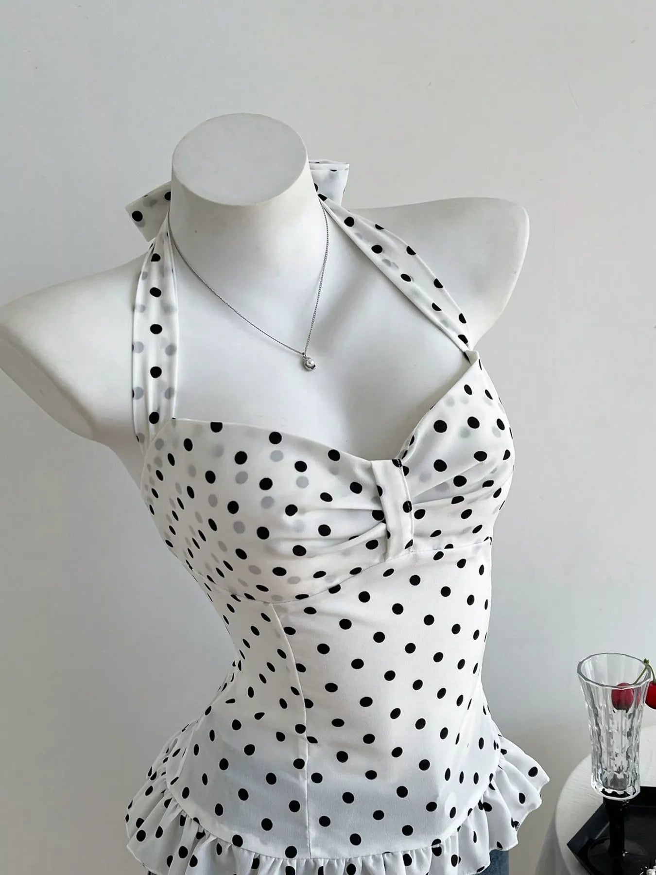 Polka Dot Halter Neck Cami - Be Bliss Boutique