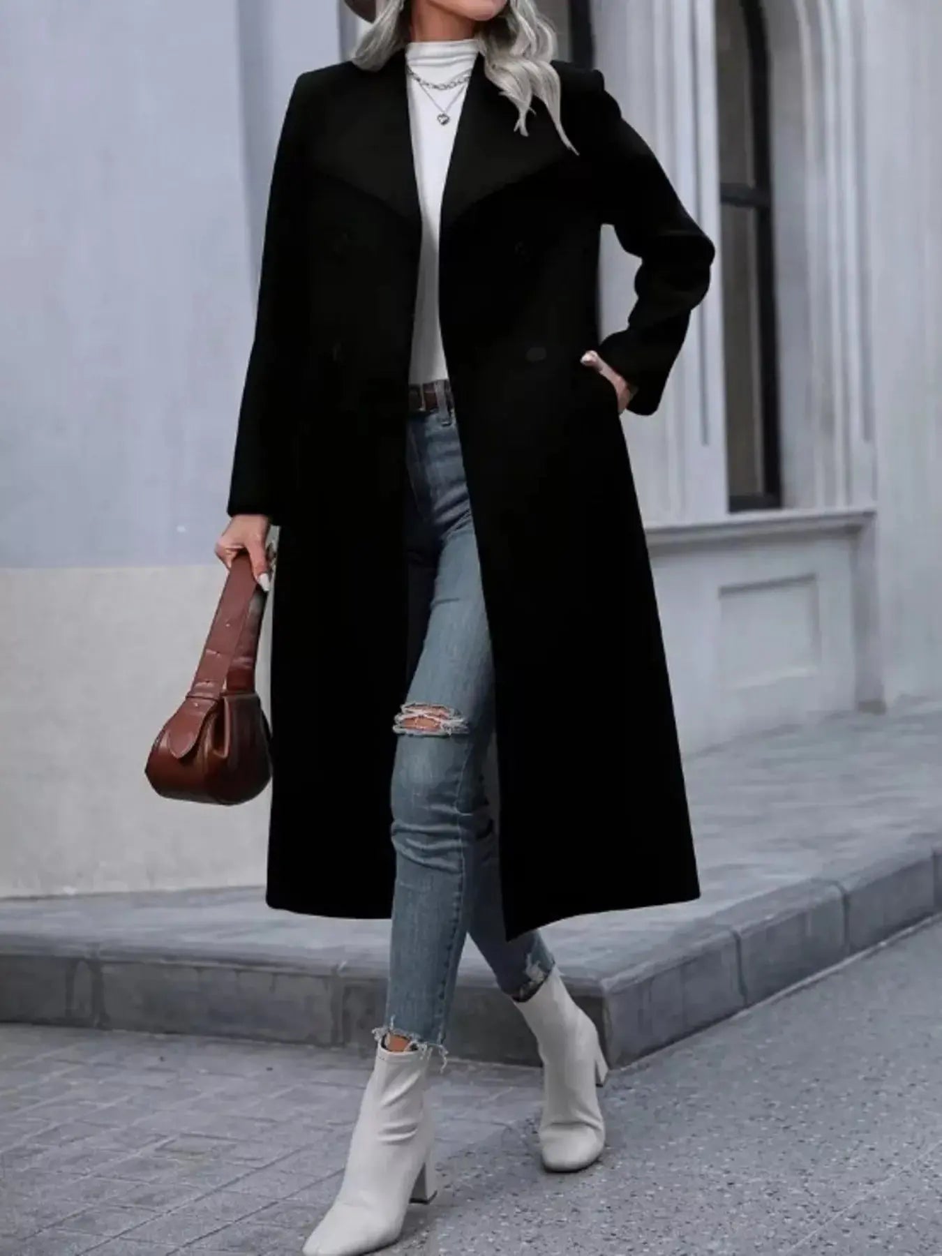 Double-Breasted Longline Overcoat - Be Bliss Boutique