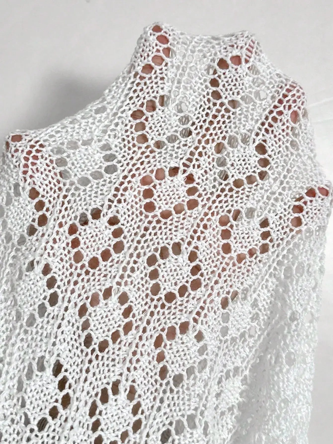 Ruffled Openwork Knit Short Sleeve Top – Sheer Lightweight Layer - Be Bliss Boutique