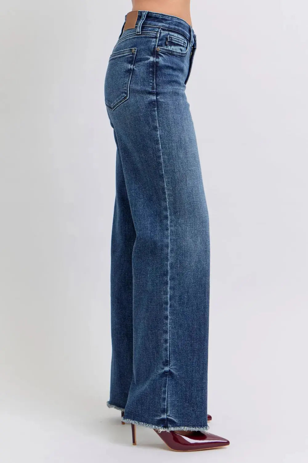 Full Size/Plus Size Raw Hem Mid Rise Judy Blue Jeans - Be Bliss Boutique