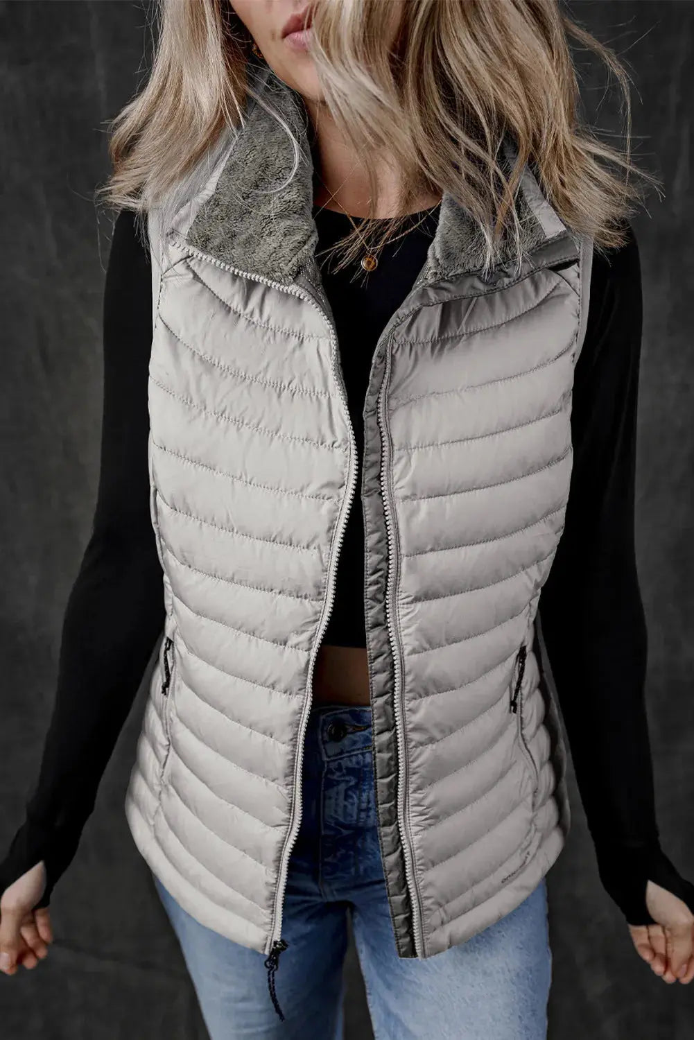 Pocketed Zip Up Womens Puffer Vest - Be Bliss Boutique